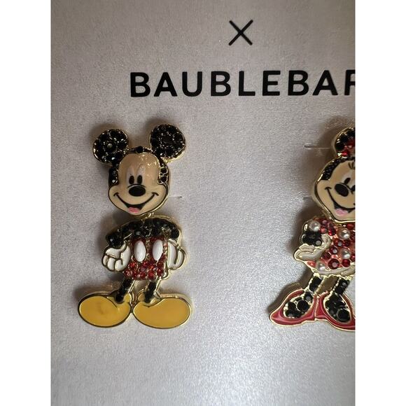 Disney x Baublebar Mickey & Minnie Pearl and Rhinestone Dangle Earrings NEW - Picture 3 of 5